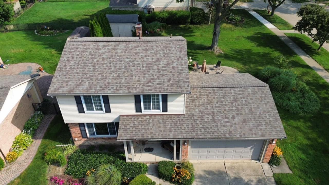 Completed full roof replacement on a two-story metro Detroit colonial