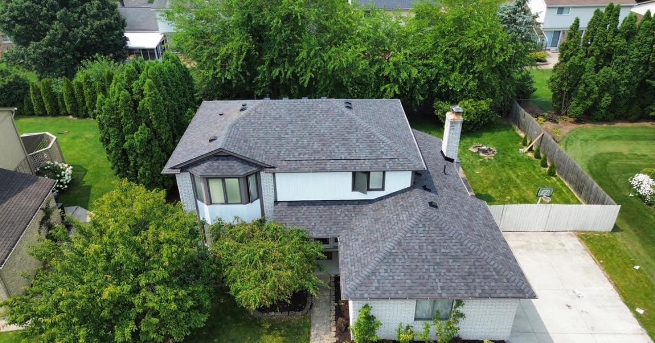 Completed gray architectural shingle roof replacement in metro Detroit