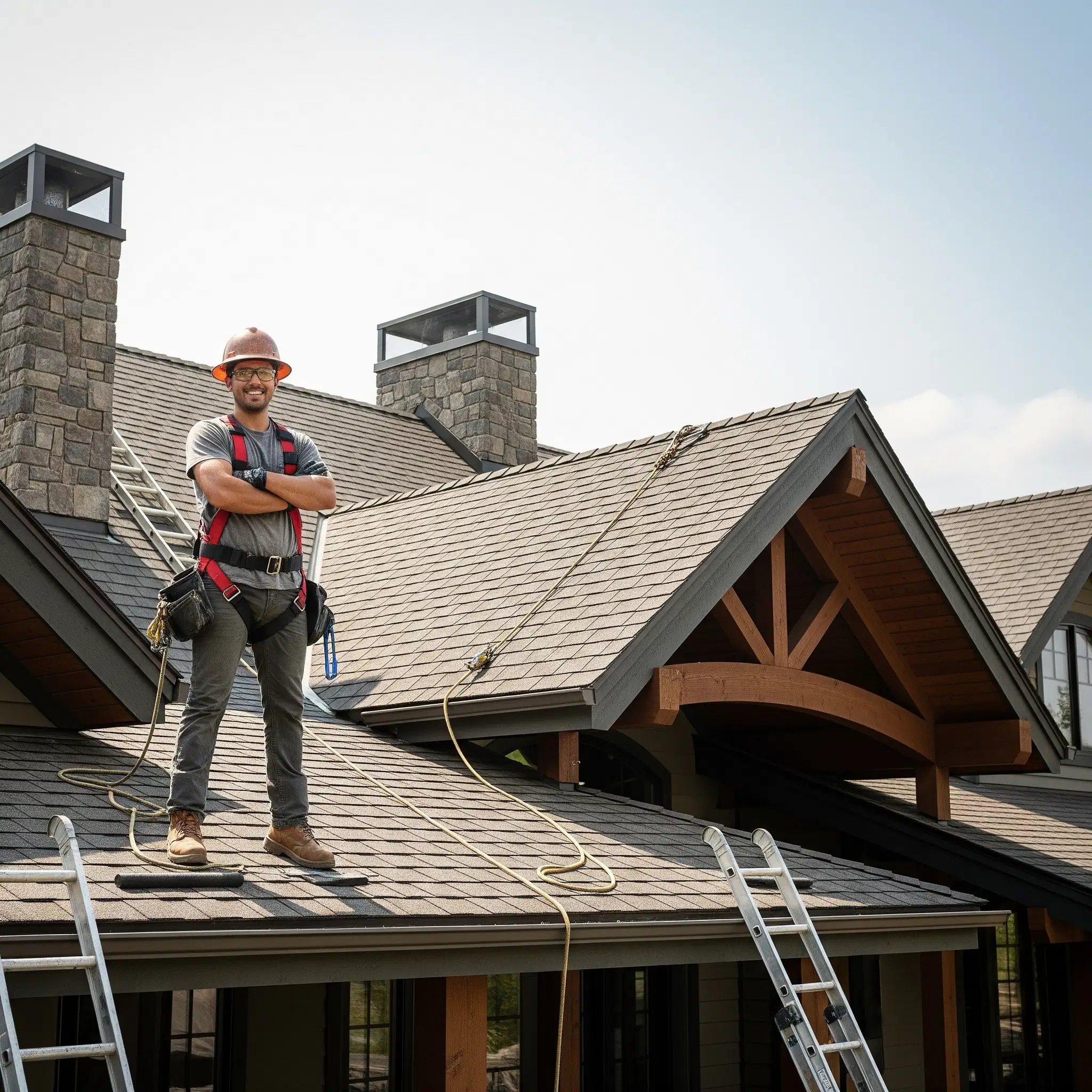 Licensed Guthix Roofing professional on a residential roof